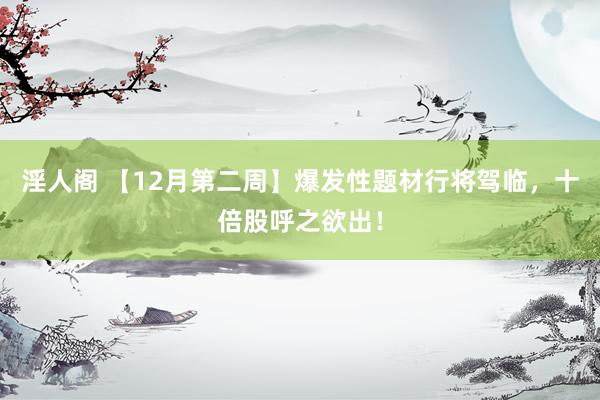 淫人阁 【12月第二周】爆发性题材行将驾临，十倍股呼之欲出！