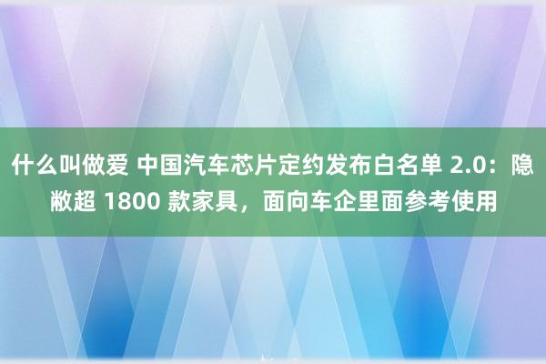 什么叫做爱 中国汽车芯片定约发布白名单 2.0：隐敝超 1800 款家具，面向车企里面参考使用