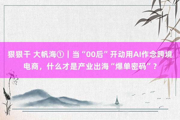 狠狠干 大帆海①｜当“00后”开动用AI作念跨境电商，什么才是产业出海“爆单密码”？