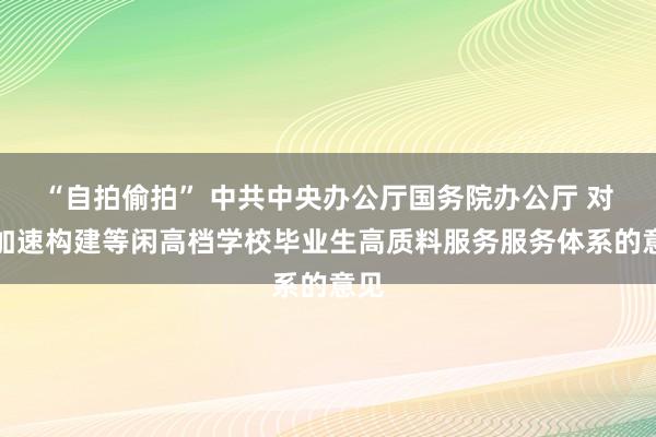 “自拍偷拍” 中共中央办公厅国务院办公厅 对于加速构建等闲高档学校毕业生高质料服务服务体系的意见