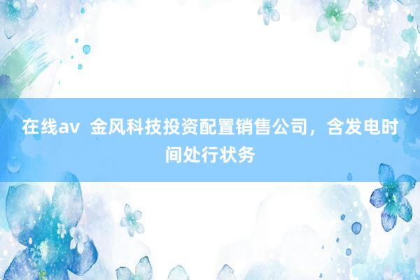 在线av  金风科技投资配置销售公司，含发电时间处行状务
